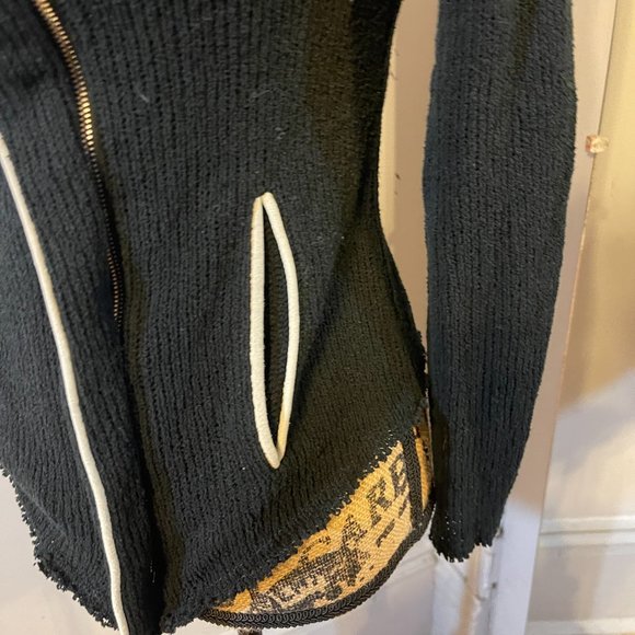 IRO Black Dana Jacket Knit Moto Full Zip - Picture 5 of 9